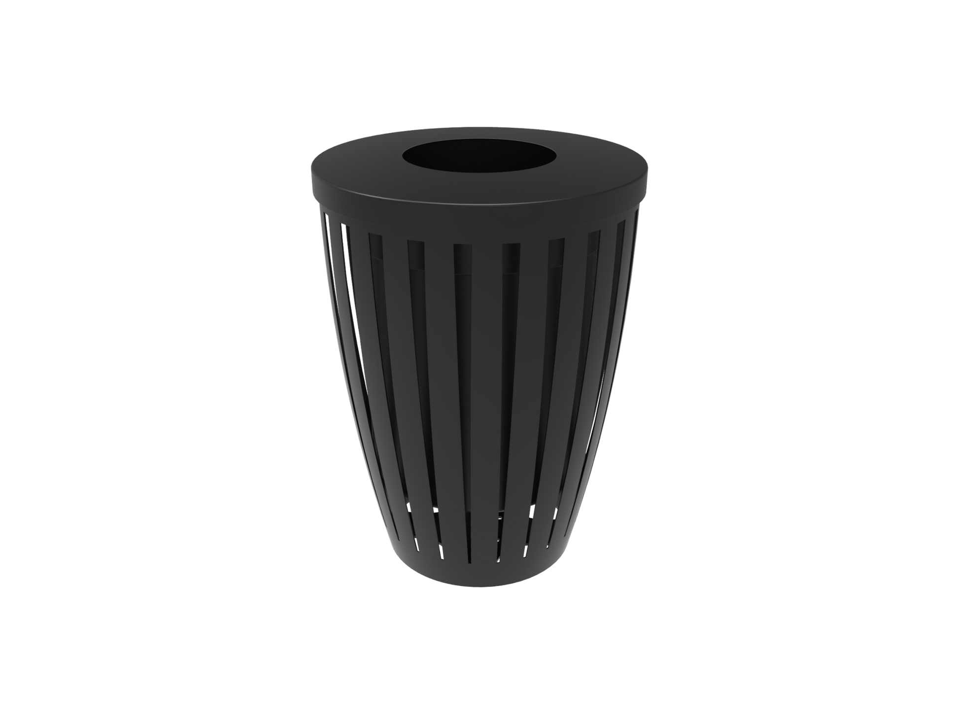 MyTcoat - 32 Gallon Downtown Portable Outdoor Trash Receptacle with Flattop 26" Diameter x 34" H (MYT-RDW32-01) - SchoolOutlet