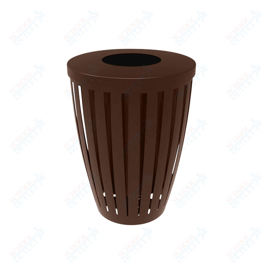 MyTcoat - 32 Gallon Downtown Portable Outdoor Trash Receptacle with Flattop 26" Diameter x 34" H (MYT - RDW32 - 01) - SchoolOutlet