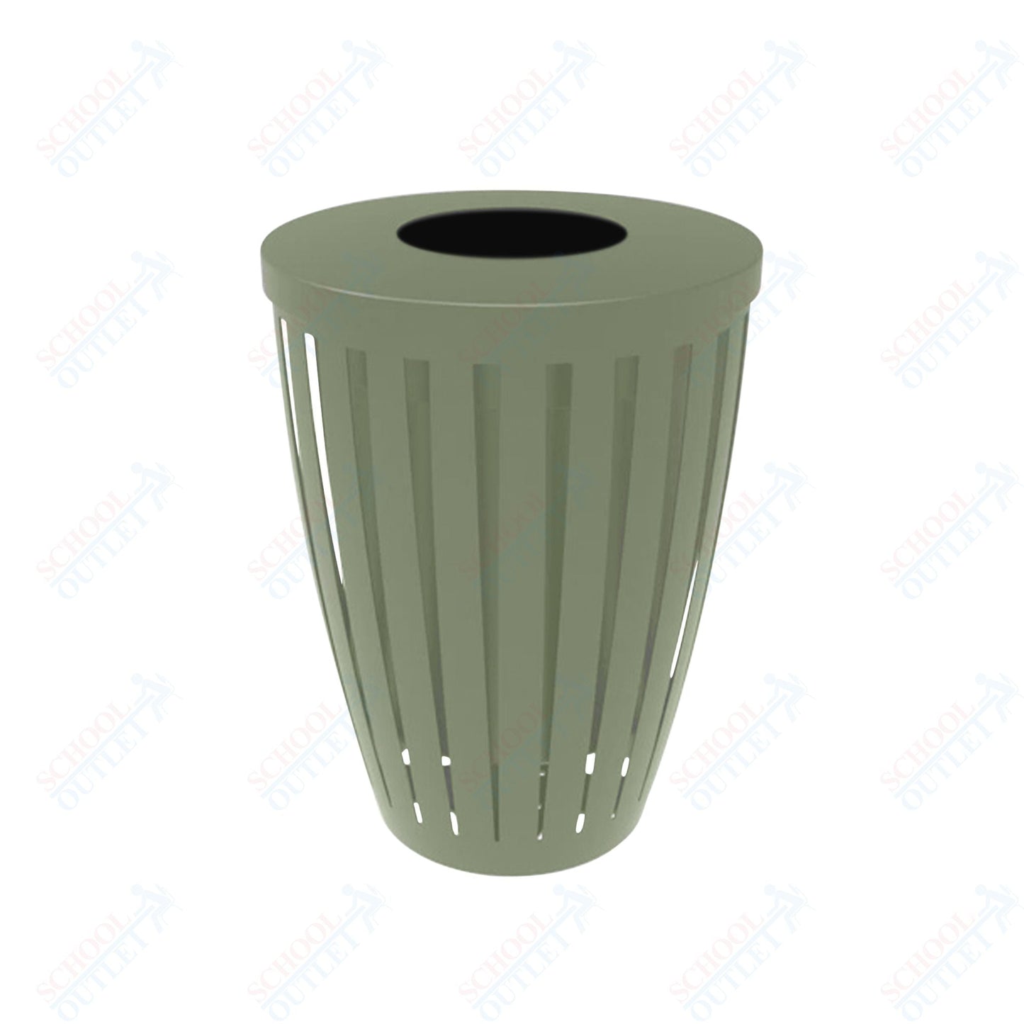 MyTcoat - 32 Gallon Downtown Portable Outdoor Trash Receptacle with Flattop 26" Diameter x 34" H (MYT - RDW32 - 01) - SchoolOutlet