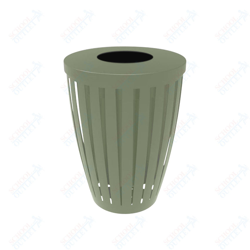 MyTcoat - 32 Gallon Downtown Portable Outdoor Trash Receptacle with Flattop 26" Diameter x 34" H (MYT - RDW32 - 01) - SchoolOutlet