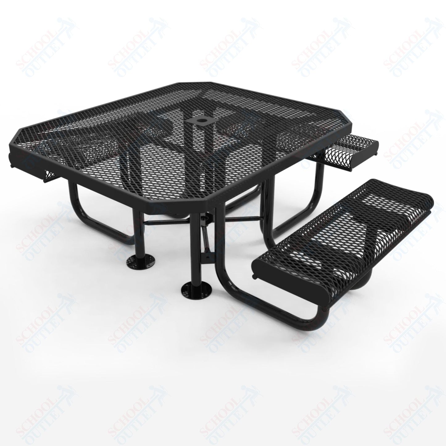 MyTcoat MYT - TOR46 46″ Octagon Portable Picnic Table with Rolled Edges, 3 Seat and ADA Accessible (80"W x 71"D x 30"H) - SchoolOutlet