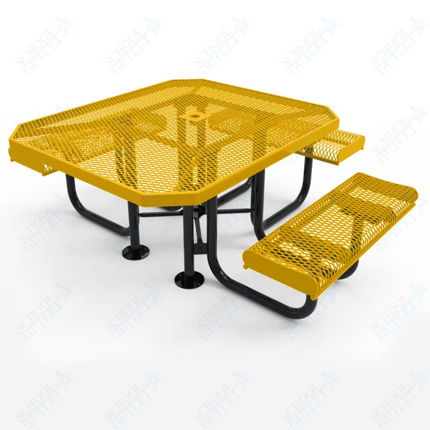 MyTcoat MYT - TOR46 46″ Octagon Portable Picnic Table with Rolled Edges, 3 Seat and ADA Accessible (80"W x 71"D x 30"H) - SchoolOutlet