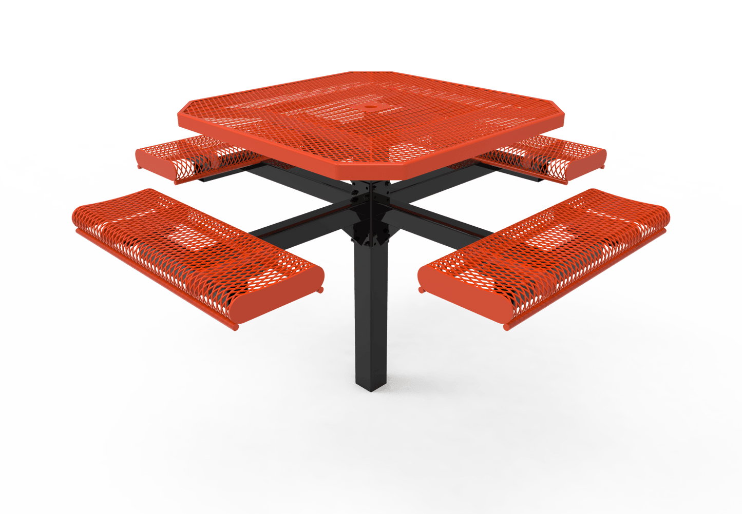 MyTcoat MYT-TOR46-12 46" Octagon Pedestal Picnic Table with Rolled Seats and Inground Mount (80.50"W x 80.50"D x 30"H) - SchoolOutlet