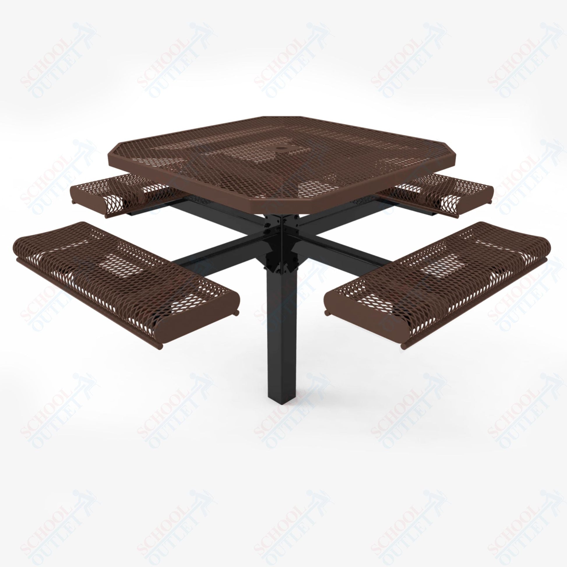 MyTcoat MYT - TOR46 - 12 46" Octagon Pedestal Picnic Table with Rolled Seats and Inground Mount (80.50"W x 80.50"D x 30"H) - SchoolOutlet