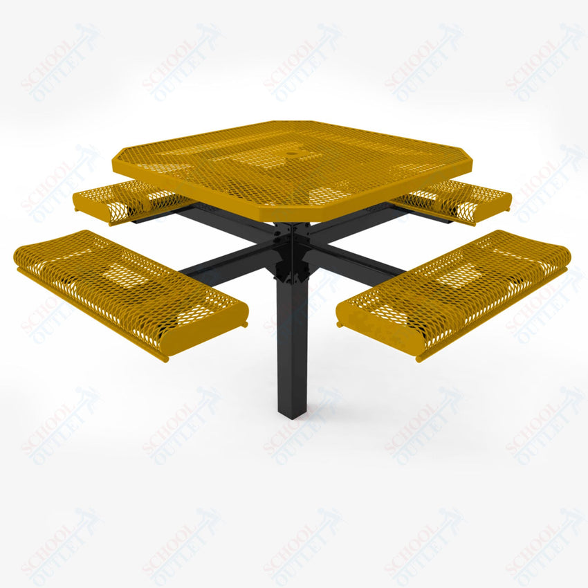 MyTcoat MYT - TOR46 - 12 46" Octagon Pedestal Picnic Table with Rolled Seats and Inground Mount (80.50"W x 80.50"D x 30"H) - SchoolOutlet