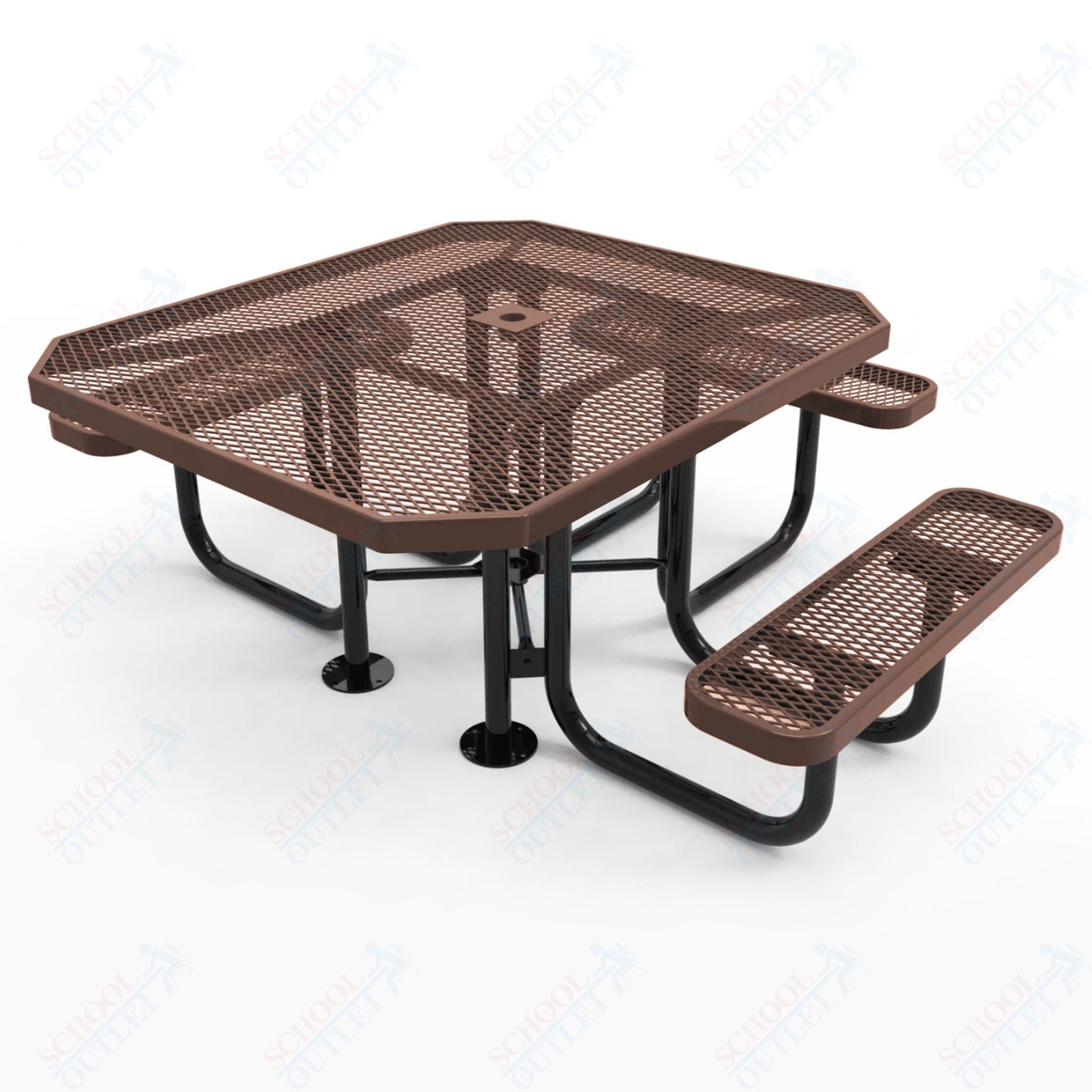 MyTcoat MYT - TOT46 46″ Octagon Portable Picnic Table with 3 Seat and ADA Accessible (77"W x 69.5"D x 30"H) - SchoolOutlet