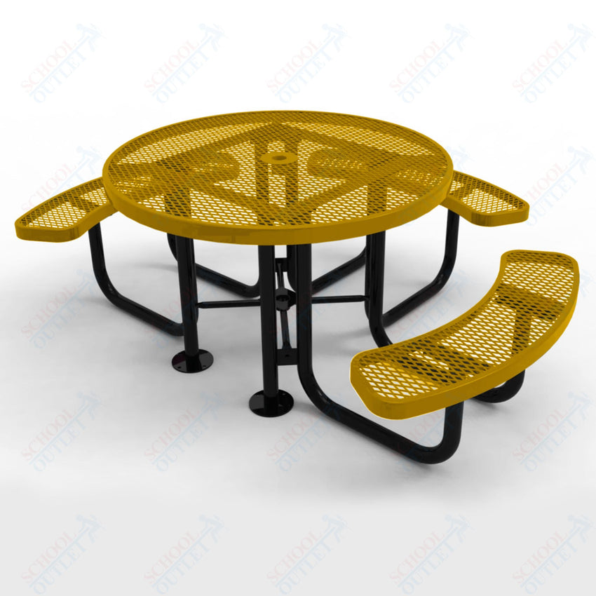 MyTcoat MYT - TRD46 - 013 46″ Round Portable Picnic Table with 3 Seat (80.1"W x 63.1"D x 30"H) - SchoolOutlet