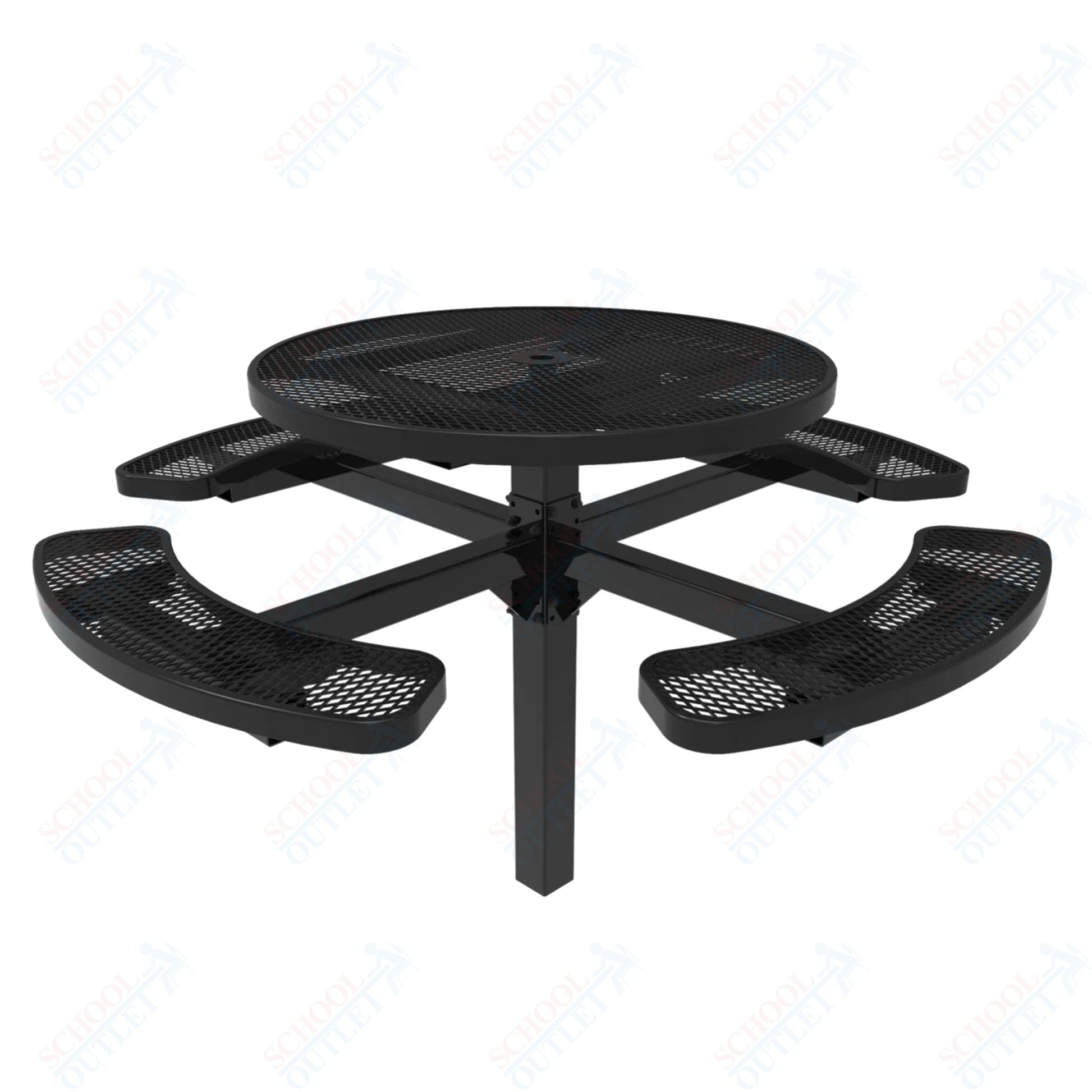 MyTcoat MYT - TRD46 - 12 46" Round Pedestal Picnic Table with Inground Mount (30"H) - SchoolOutlet