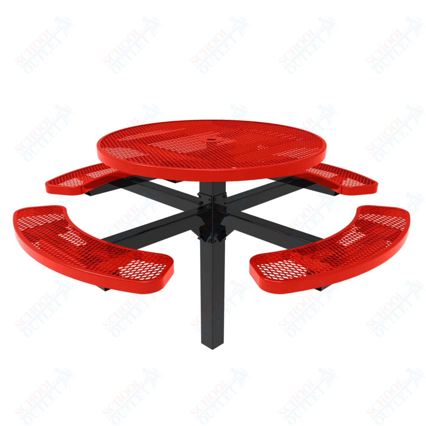 MyTcoat MYT - TRD46 - 12 46" Round Pedestal Picnic Table with Inground Mount (30"H) - SchoolOutlet