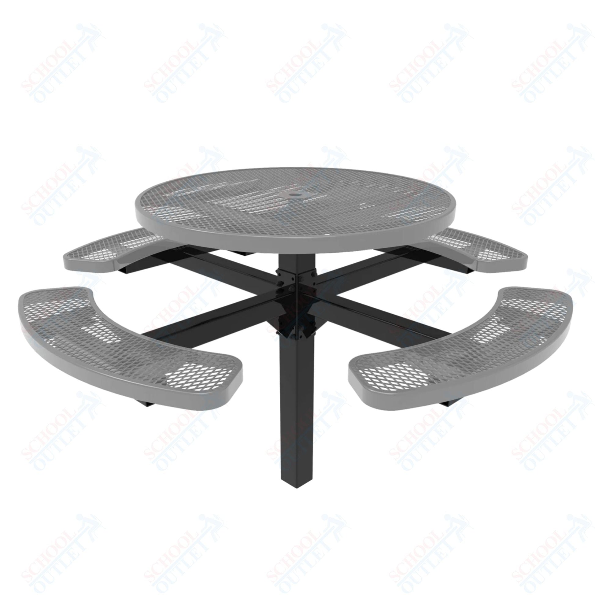 MyTcoat MYT - TRD46 - 12 46" Round Pedestal Picnic Table with Inground Mount (30"H) - SchoolOutlet