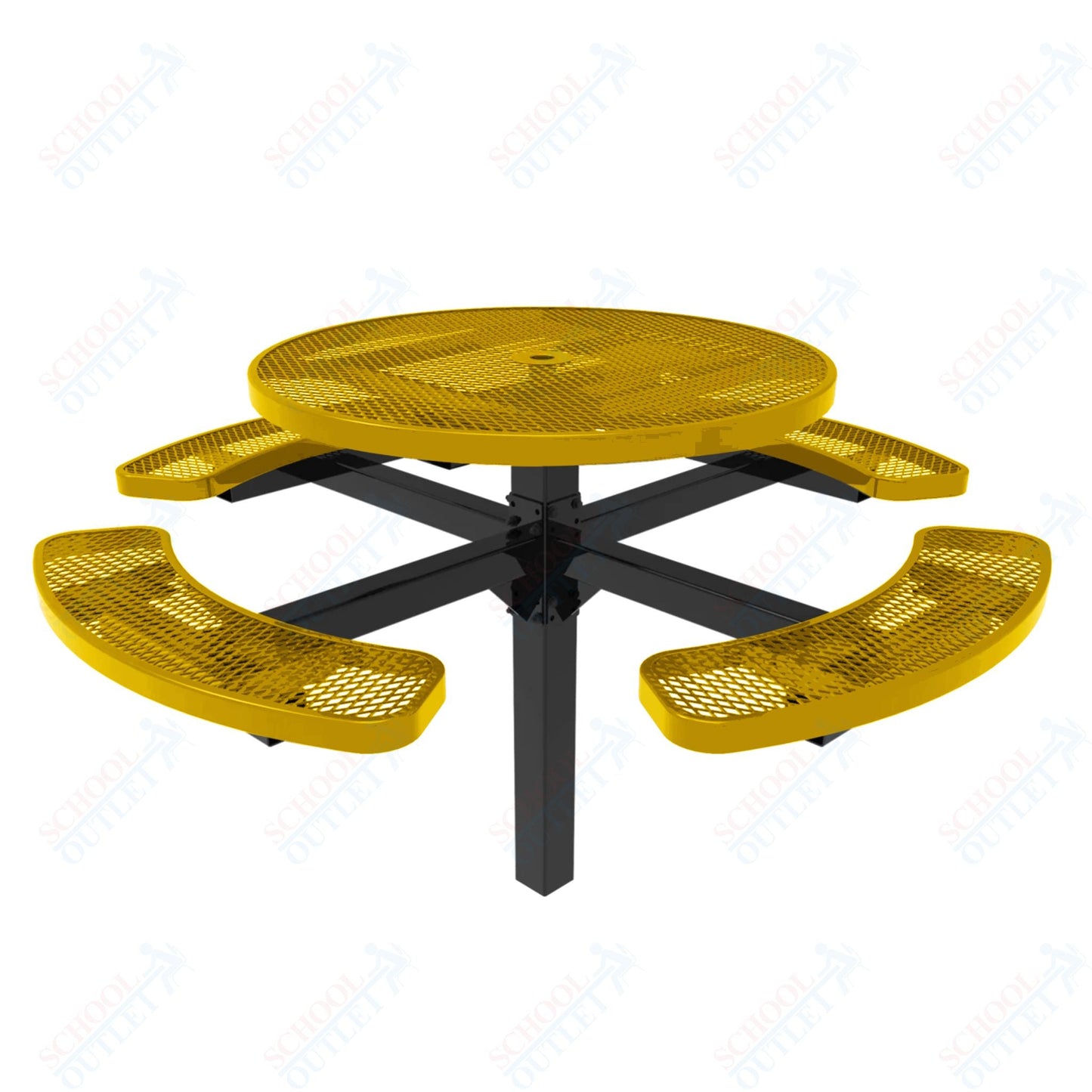 MyTcoat MYT - TRD46 - 12 46" Round Pedestal Picnic Table with Inground Mount (30"H) - SchoolOutlet