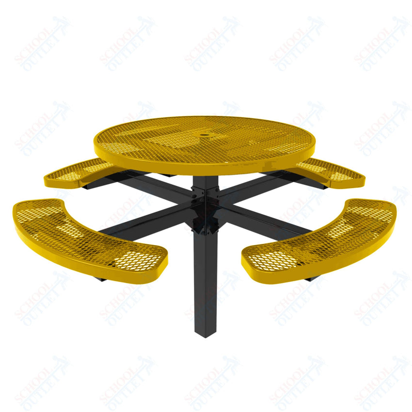 MyTcoat MYT - TRD46 - 12 46" Round Pedestal Picnic Table with Inground Mount (30"H) - SchoolOutlet