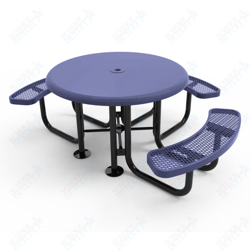 MyTcoat MYT - TRS46 - 003 46″ Round Solid Top Portable Picnic Table with 3 Seat (80"W x 71"D x 30"H) - SchoolOutlet