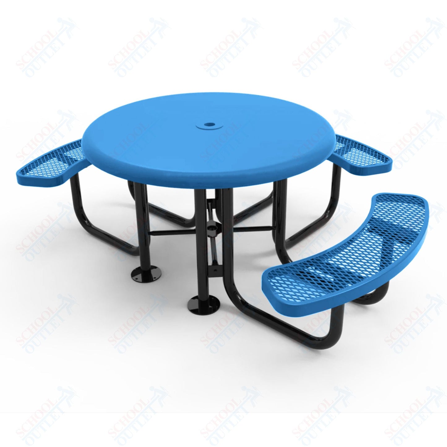 MyTcoat MYT - TRS46 - 003 46″ Round Solid Top Portable Picnic Table with 3 Seat (80"W x 71"D x 30"H) - SchoolOutlet