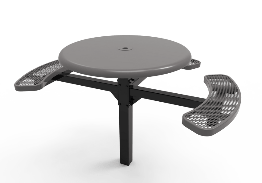 MyTcoat MYT-TRS46-14-003 46″ Round Solid Top Pedestal Picnic Table with Inground Mount, 3 Seat and ADA Accessible (30"H) - SchoolOutlet