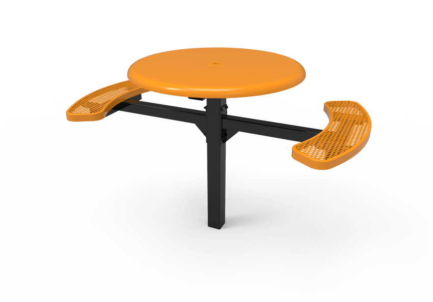 MyTcoat MYT-TRS46-16-002 46″ Round Solid Top Pedestal Picnic Table with Inground Mount, 2 Seat and Alternate ADA Accessible (30"H) - SchoolOutlet
