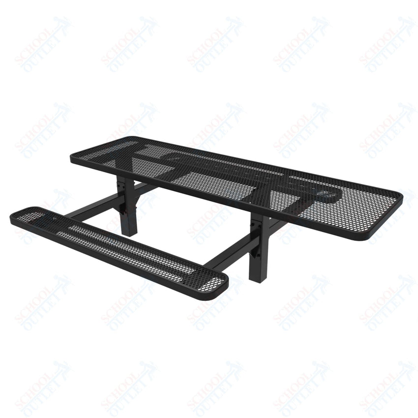 MyTcoat MYT - TRT08 - 08 - 001 8' Rectangular Double Pedestal Picnic Table with Inground Mount and ADA Accessible (96"W x 75.5"D x 30"H) - SchoolOutlet