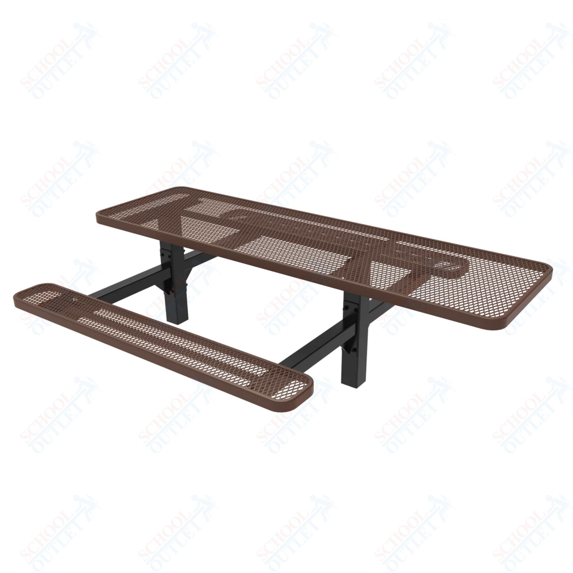 MyTcoat MYT - TRT08 - 08 - 001 8' Rectangular Double Pedestal Picnic Table with Inground Mount and ADA Accessible (96"W x 75.5"D x 30"H) - SchoolOutlet