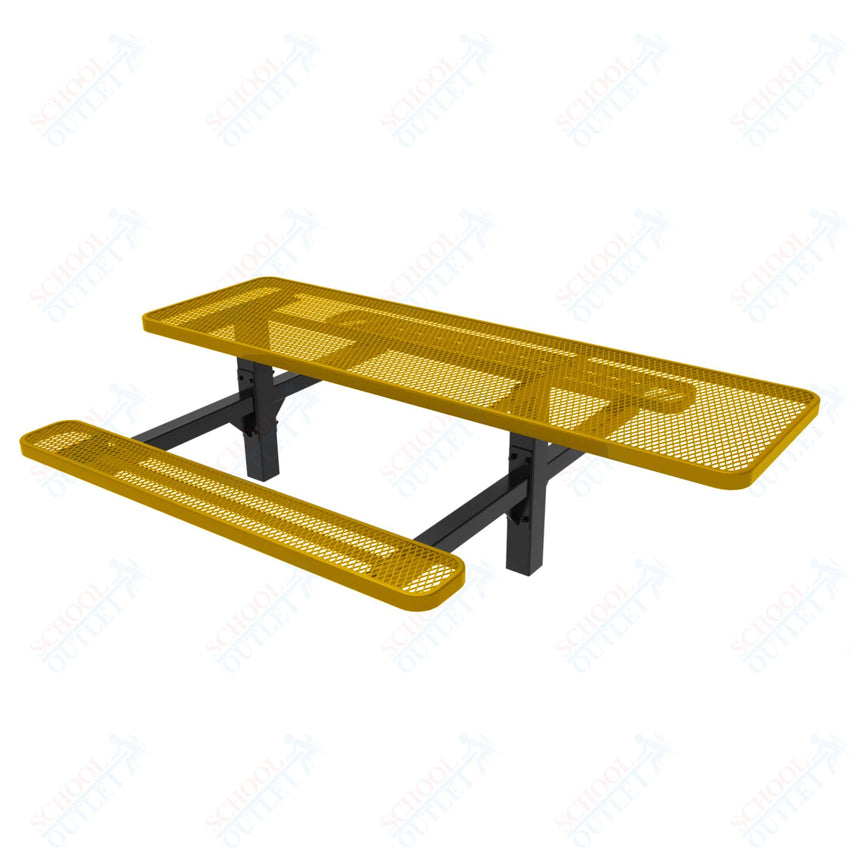 MyTcoat MYT - TRT08 - 08 - 001 8' Rectangular Double Pedestal Picnic Table with Inground Mount and ADA Accessible (96"W x 75.5"D x 30"H) - SchoolOutlet