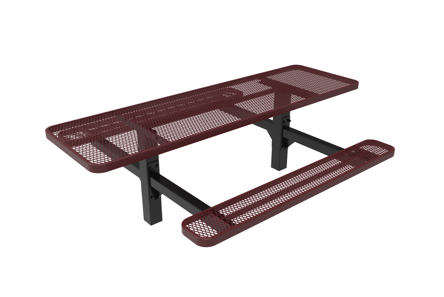 MyTcoat MYT-TRT08-08-002 8' Rectangular Double Pedestal Picnic Table with Inground Mount and Alternate ADA Accessible (96"W x 75.5"D x 30"H) - SchoolOutlet