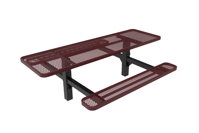 MyTcoat MYT-TRT08-08 8′ Rectangular Double Pedestal Picnic Table with Inground Mount (96"W x 75.5"D x 28.2"H) - SchoolOutlet