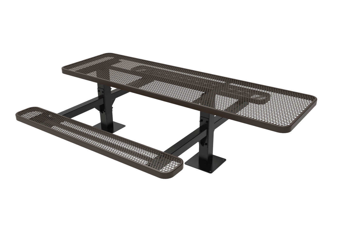 MyTcoat MYT-TRT08-09-001 8' Rectangular Double Pedestal Picnic Table with Surface Mount and ADA Accessible (96"W x 75.5"D x 30"H) - SchoolOutlet