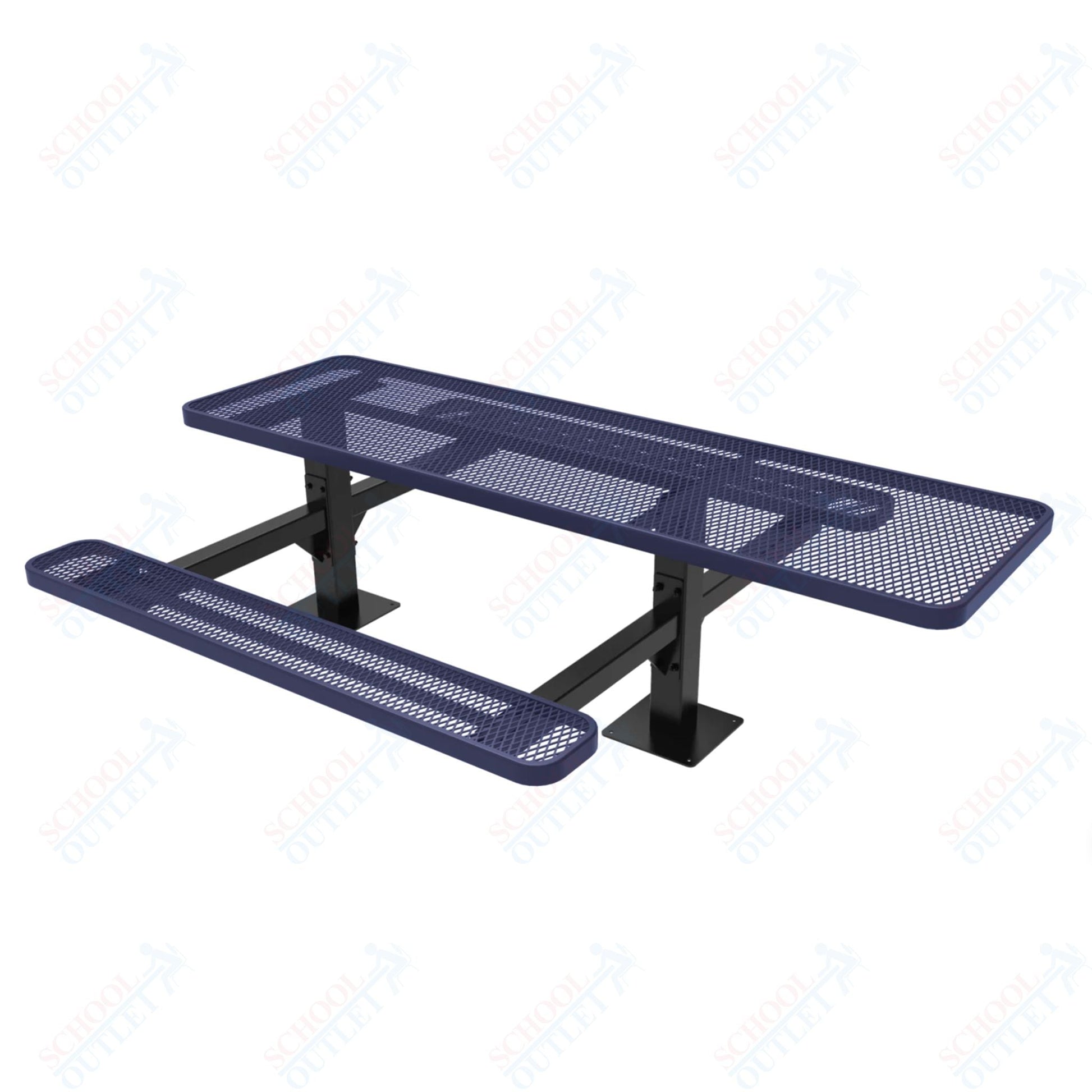 MyTcoat MYT - TRT08 - 09 - 001 8' Rectangular Double Pedestal Picnic Table with Surface Mount and ADA Accessible (96"W x 75.5"D x 30"H) - SchoolOutlet