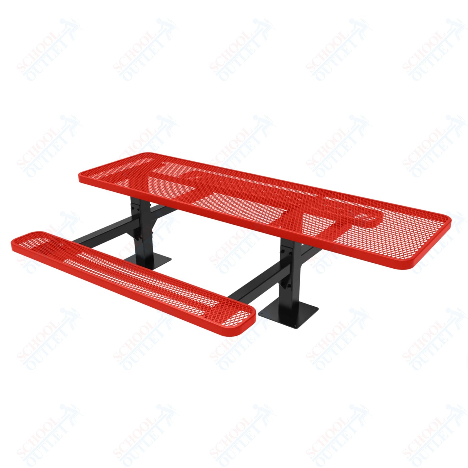 MyTcoat MYT - TRT08 - 09 - 001 8' Rectangular Double Pedestal Picnic Table with Surface Mount and ADA Accessible (96"W x 75.5"D x 30"H) - SchoolOutlet