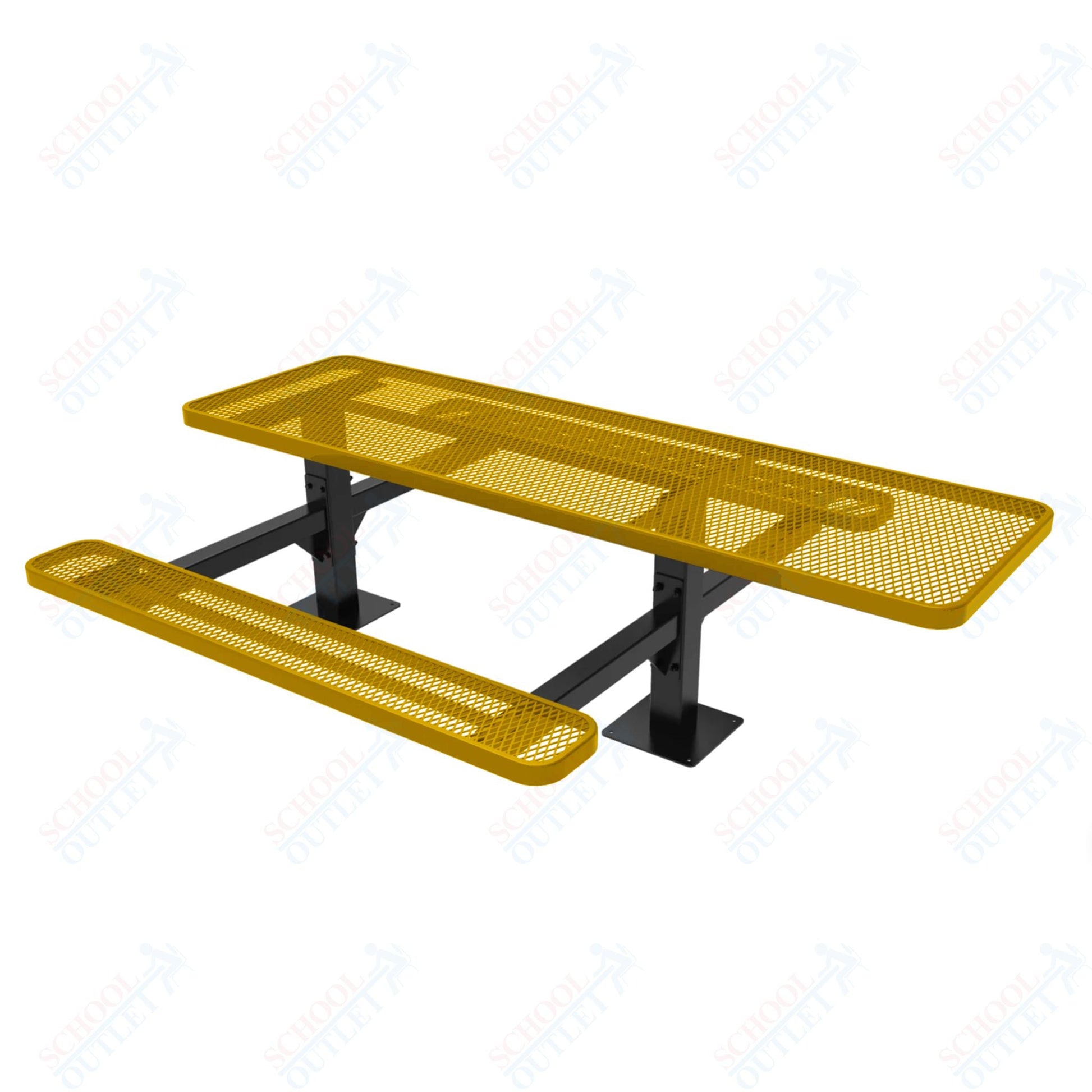 MyTcoat MYT - TRT08 - 09 - 001 8' Rectangular Double Pedestal Picnic Table with Surface Mount and ADA Accessible (96"W x 75.5"D x 30"H) - SchoolOutlet