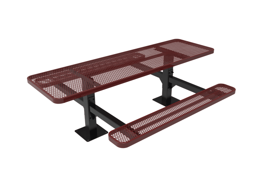 MyTcoat MYT-TRT08-09-002 8' Rectangular Double Pedestal Picnic Table with Surface Mount and Alternate ADA Accessible (96"W x 75.5"D x 30"H) - SchoolOutlet