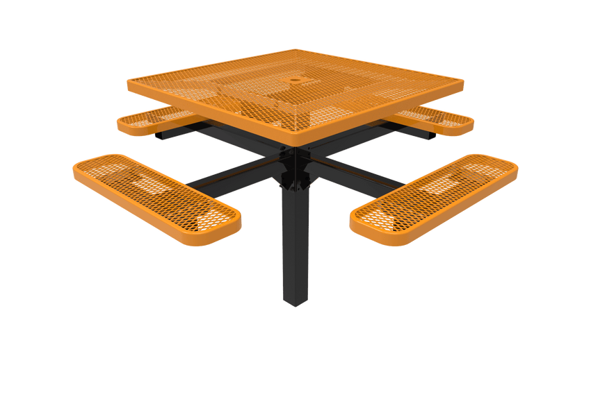 MyTcoat MYT-TSQ46-12 46″ Square Pedestal Picnic Table With Inground Mount (76"W x 76"D x 30"H) - SchoolOutlet