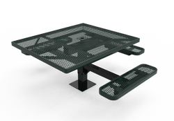 MyTcoat MYT-TSQ46-15-013 46″ Square Pedestal Picnic Table with Surface Mount, 3 Seat And ADA Accessible (77"W x 69.5"D x 30"H)