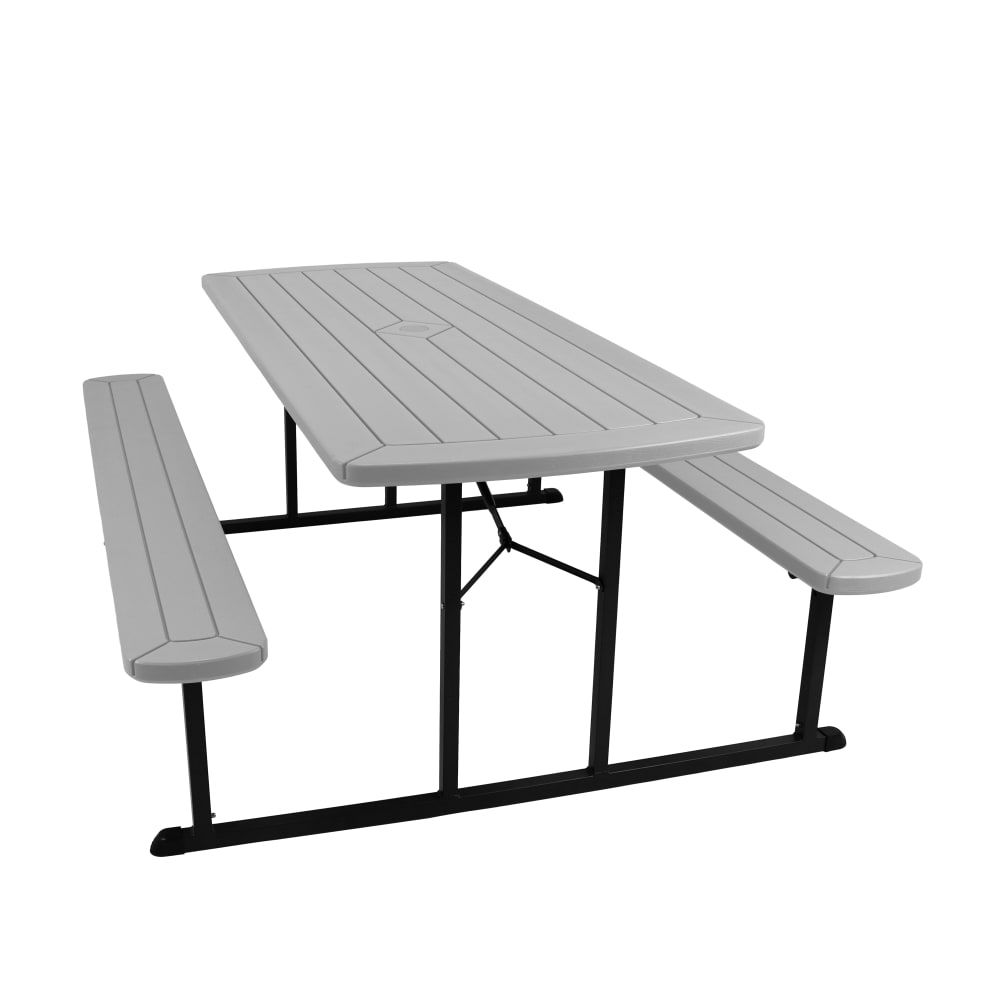 NPS BMPT Series Plastic Folding Picnic Table w/ Bench - 57" W x 72" L (BMPT3072) - SchoolOutlet