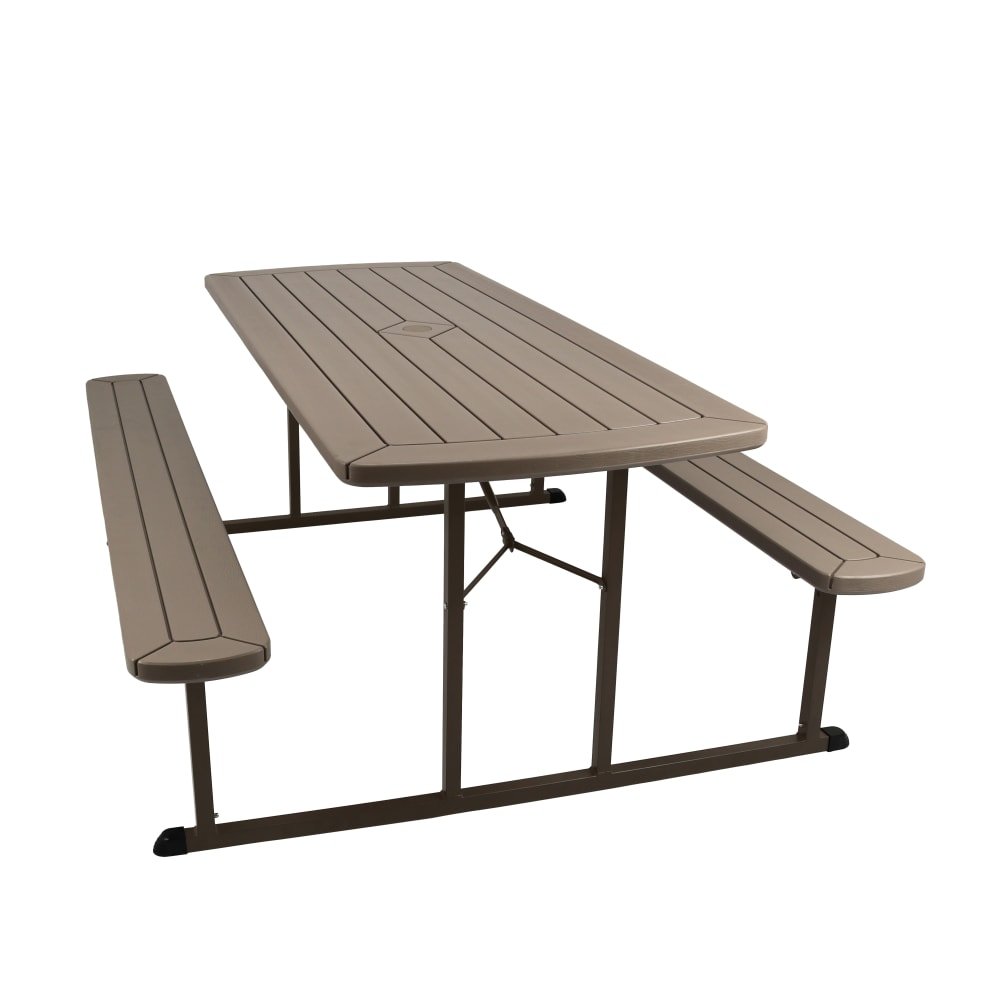 NPS BMPT Series Plastic Folding Picnic Table w/ Bench - 57" W x 72" L (BMPT3072) - SchoolOutlet