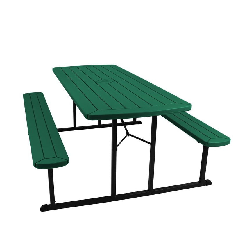 NPS BMPT Series Plastic Folding Picnic Table w/ Bench - 57" W x 72" L (BMPT3072) - SchoolOutlet