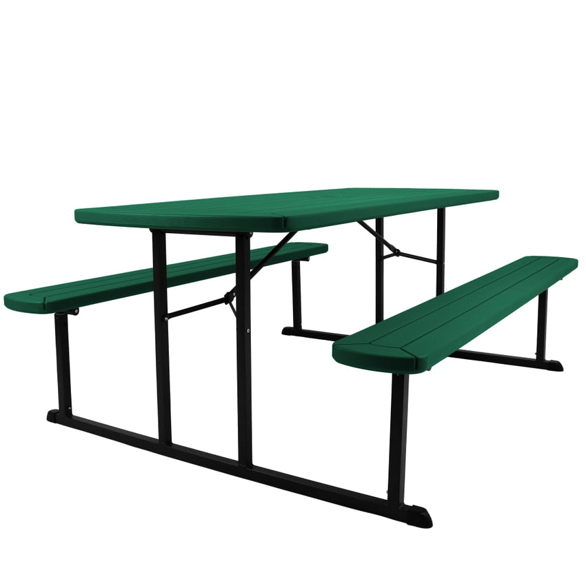 NPS BMPT Series Plastic Folding Picnic Table w/ Bench - 57" W x 72" L (BMPT3072) - SchoolOutlet