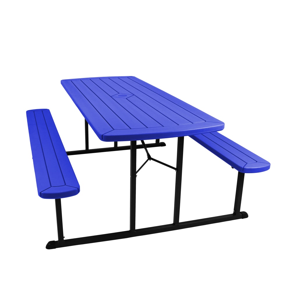 NPS BMPT Series Plastic Folding Picnic Table w/ Bench - 57" W x 72" L (BMPT3072) - SchoolOutlet