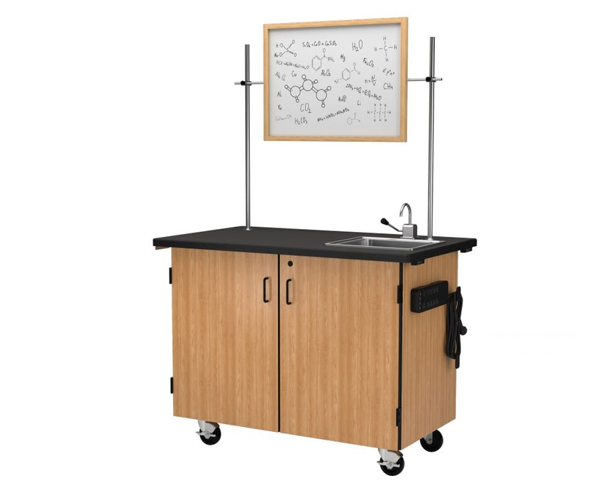 NPS Mobile Science Cart with Shelving, Chem Res Top (National Public Seating NPS-MSC01) - SchoolOutlet