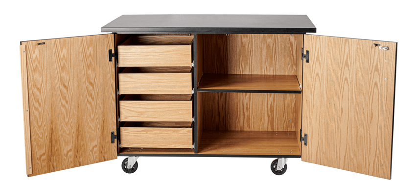 NPS Mobile Science Cart with Inner Drawers and Shelf, Chem Res Top (National Public Seating NPS-MSC02) - SchoolOutlet