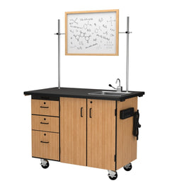 NPS Mobile Science Cart with External Drawers and Pegboard, Chem Res Top (National Public Seating NPS-MSC03)