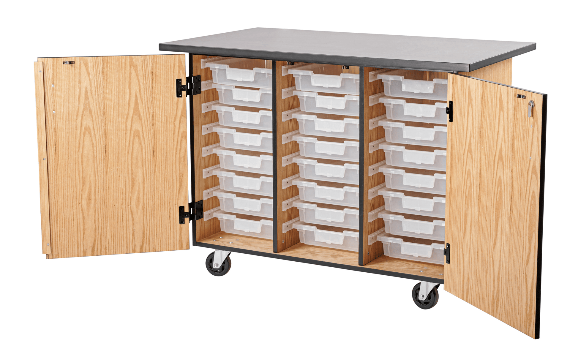 NPS Mobile Science Cart with Tote Trays, Chem Res Top (National Public Seating NPS-MSC04) - SchoolOutlet