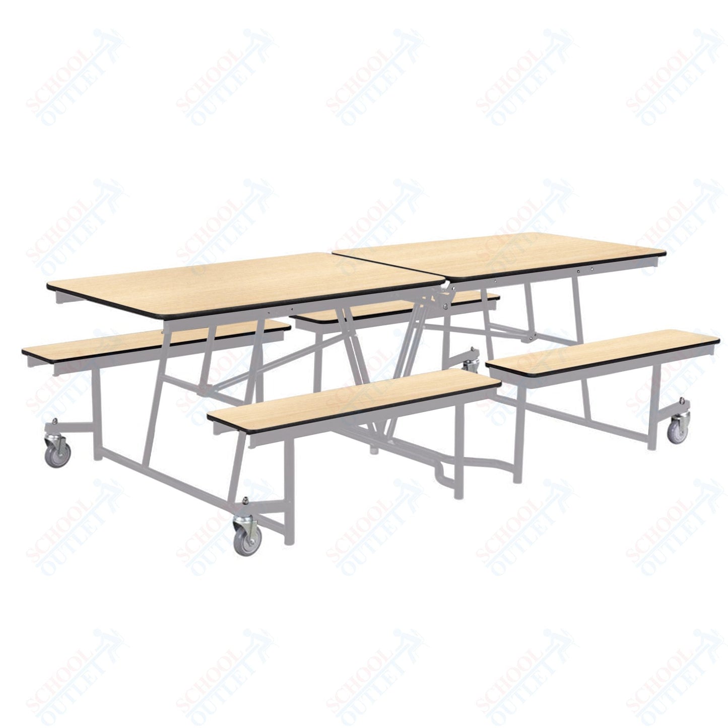 NPS Mobile Cafeteria Table - 30" W x 8' L - Seats 8 - 12 (National Public Seating NPS - MTFB8) - SchoolOutlet