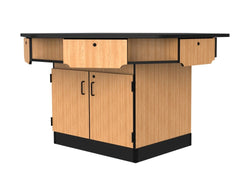 NPS Spacious 6-Person Hexagonal Workstation with Cabinet Base - 68"W x 60"D x 36"H (National Public Seating NPS-WSHX)