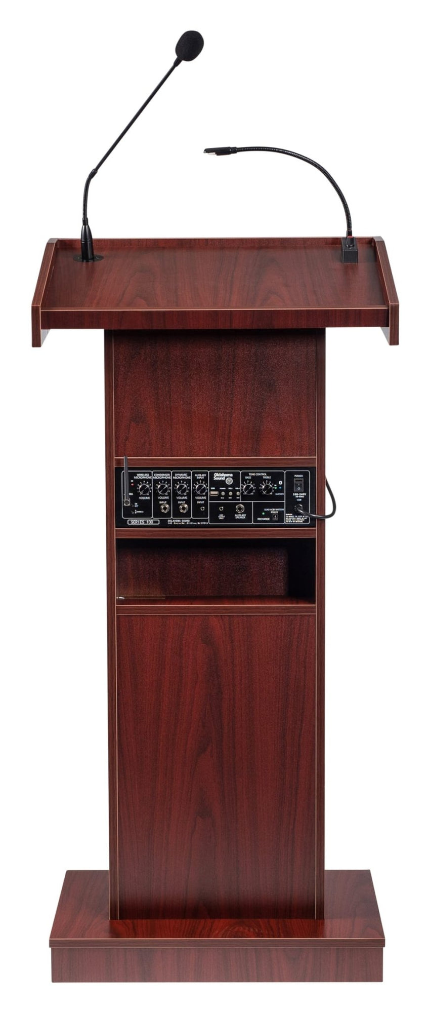 Oklahoma Sound Orator Fixed Height Floor Lectern w/ Reading Lamp and Sound (Oklahoma Sound OKL - 800x) - SchoolOutlet