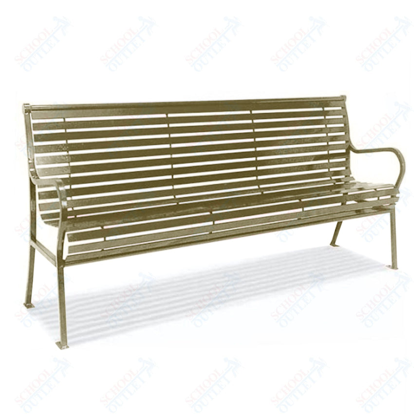 UltraPlay Hamilton Outdoor Bench with Back 4'L - Horizontal Slat - SchoolOutlet