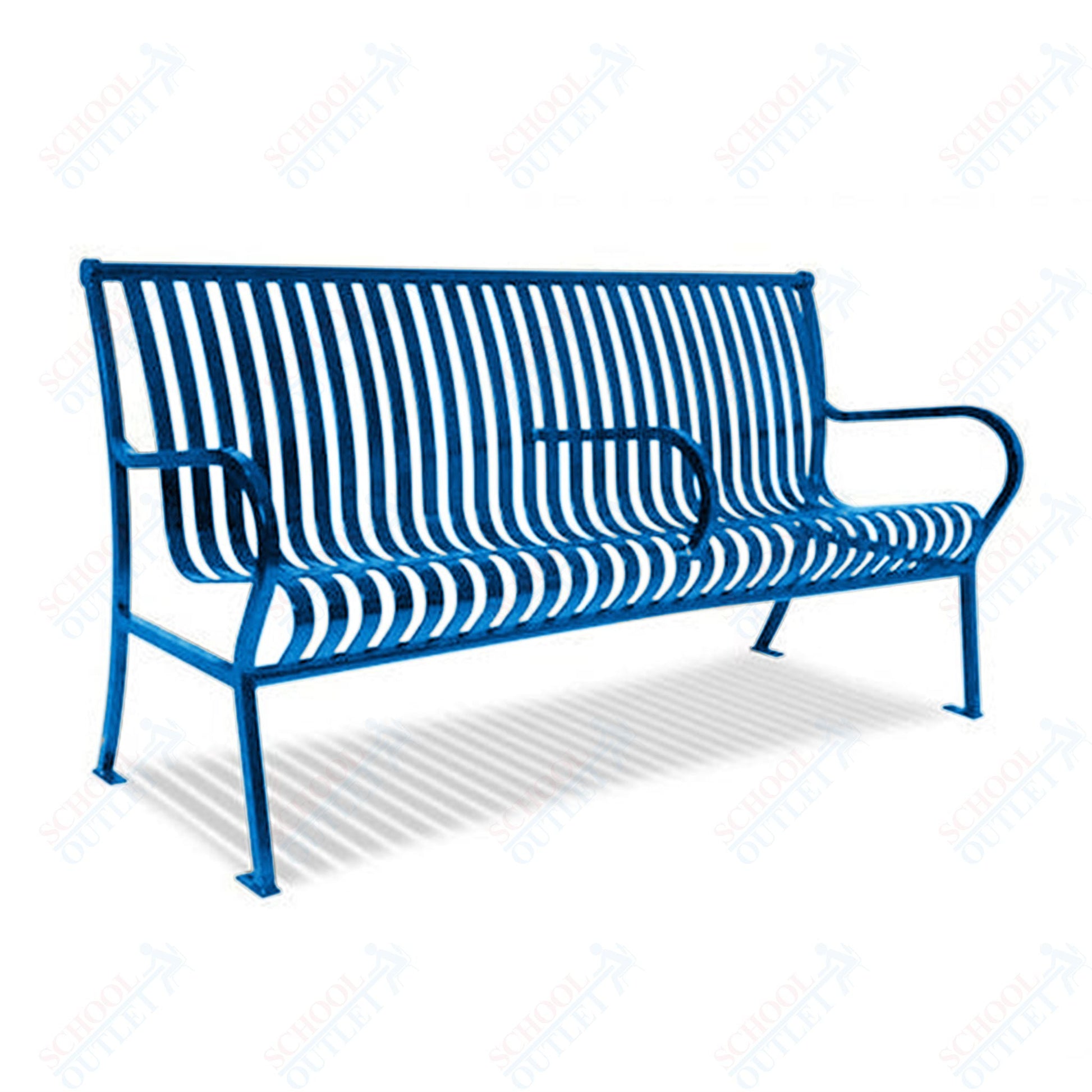 UltraPlay Hamilton Outdoor Bench with Back 6'L - Horizontal Slat - SchoolOutlet