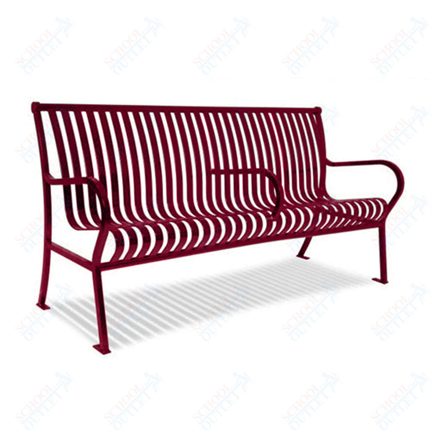 UltraPlay Hamilton Outdoor Bench with Back 6'L - Horizontal Slat - SchoolOutlet