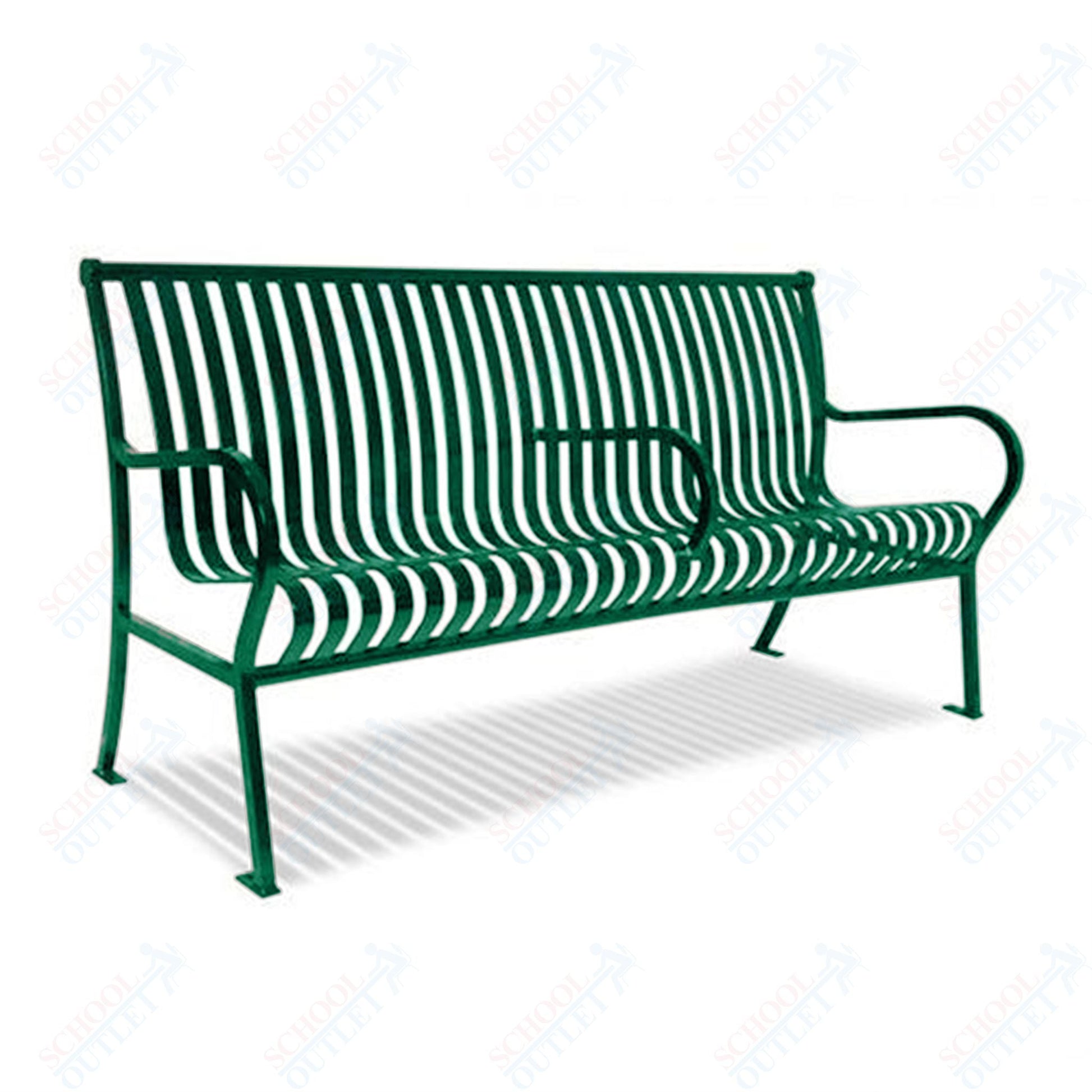 UltraPlay Hamilton Outdoor Bench with Back 6'L - Horizontal Slat - SchoolOutlet