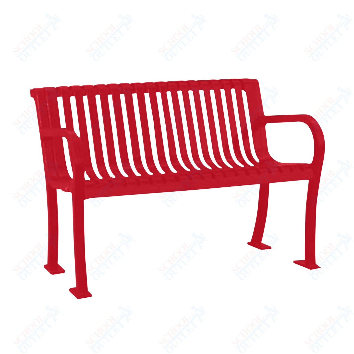 UltraPlay Lexington Outdoor Bench with Back 4'L - Surface Mount Legs - SchoolOutlet