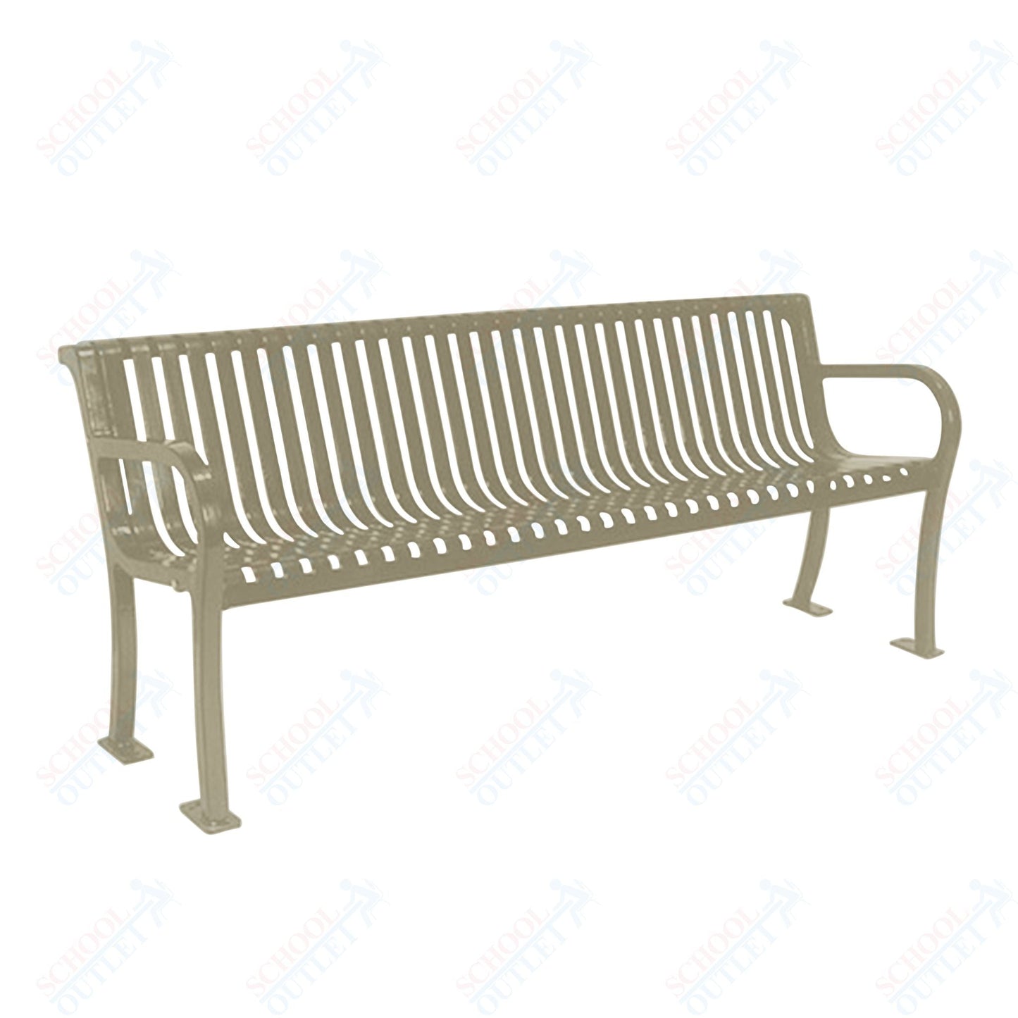 UltraPlay Lexington Outdoor Bench with Back 6'L - Surface Mount Legs - SchoolOutlet